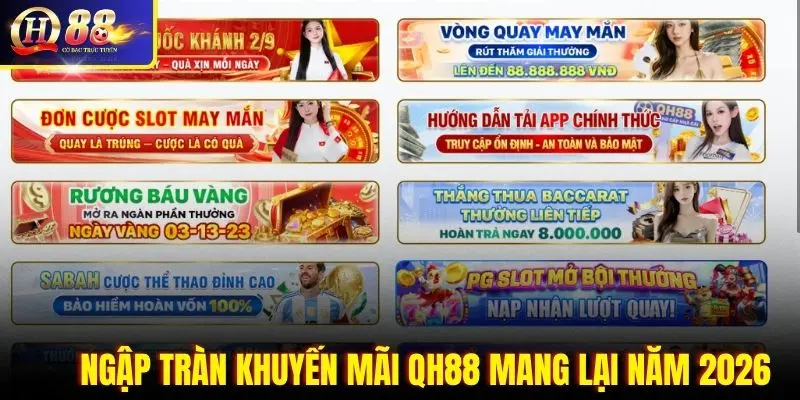 Ngập tràn khuyến mãi QH88 mang lại cho hội viên nhận thưởng